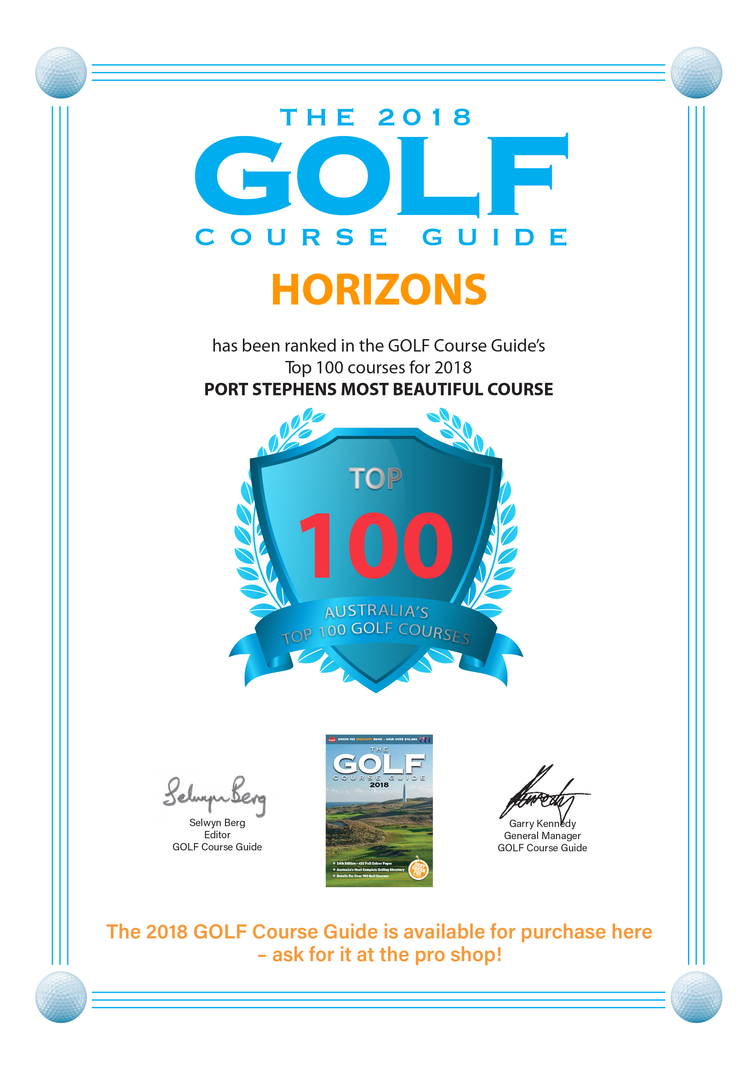 Horizons Top 100 Australian Course 2018 golf course guide Horizons